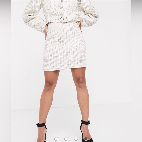 ASOS Petite Exaggerated Sleeve Boucle Blazer & Mini Skirt - Picture 7 of 16